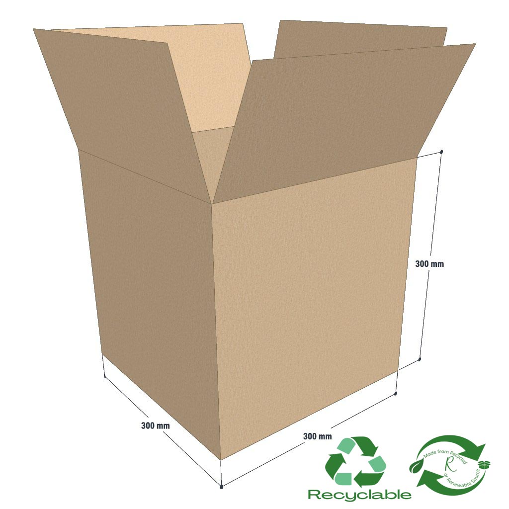 Plain Box 300 Cube - 300mm x 300mm x 300mm (25 per bundle) - Cargo Packaging