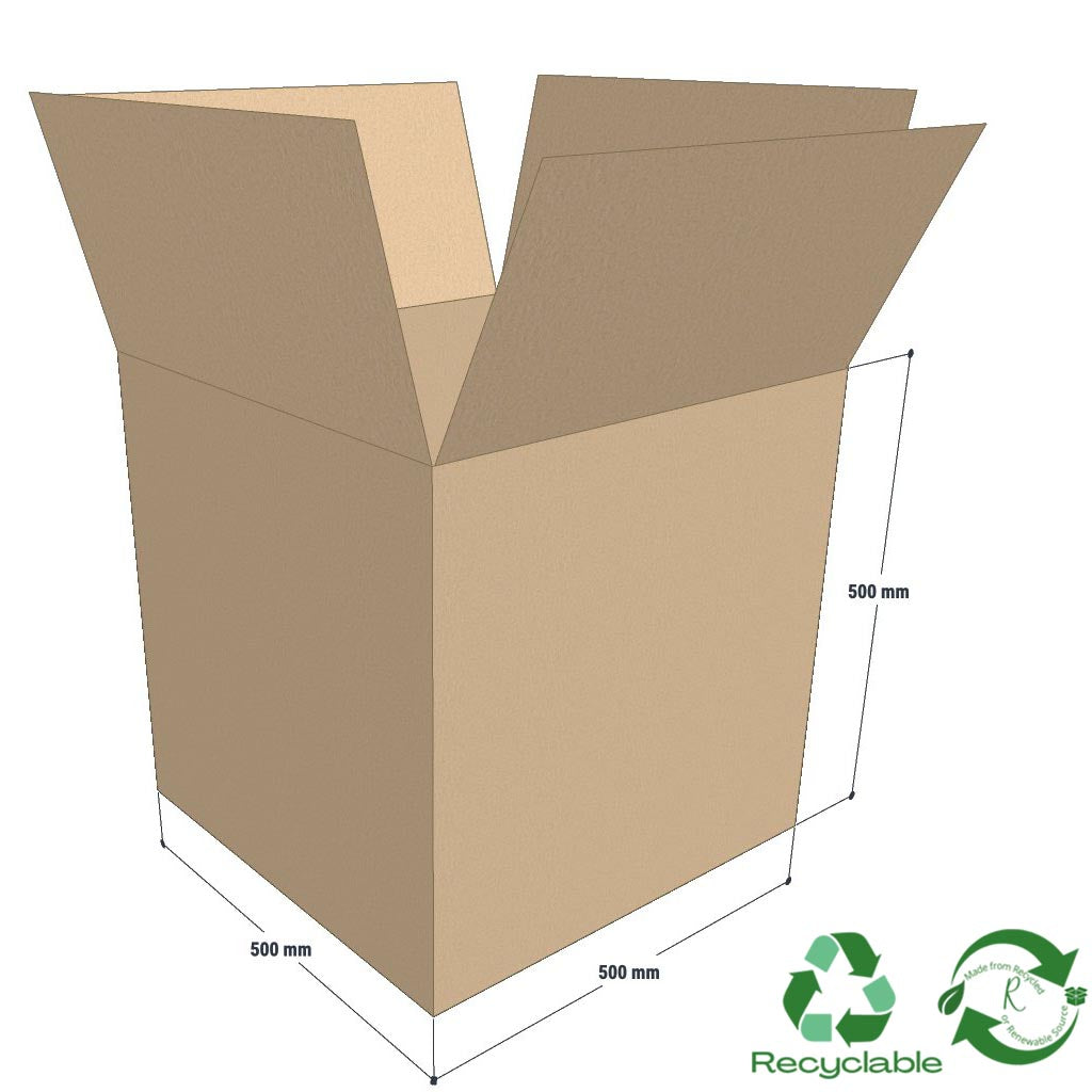 Plain Box 500 Cube - 500mm x 500mm x 500mm (25 per bundle) - Cargo Packaging