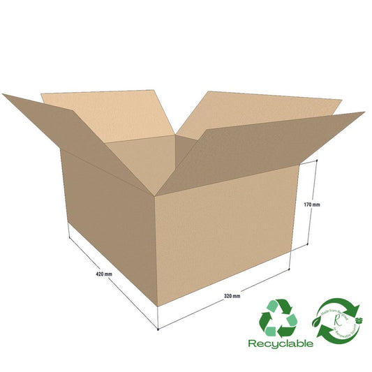 Plain RSC Box HALF A3 - 320mm x 230mm x 165mm (25 per bundle) - Cargo Packaging