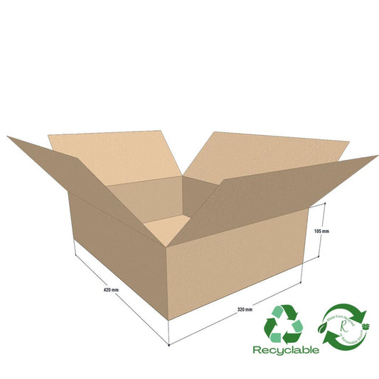 Plain RSC Box SHORT A3 - 420mm x 320mm x 170mm (25 per bundle) - Cargo Packaging
