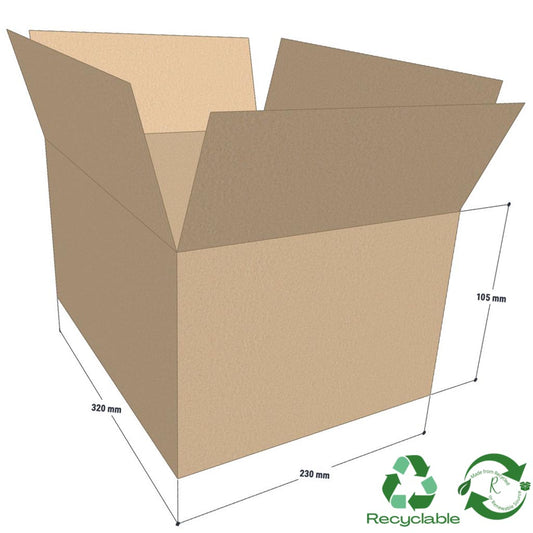 Plain RSC Box Short A4 - 320mm x 230mm x 105mm (25 per bundle)  - Cargo Packaging