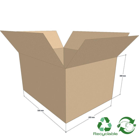 Plain RSC Box UNIVERSAL MEDIUM - 550mm x 420mm x 300mm (25 per bundle) - Cargo Packaging