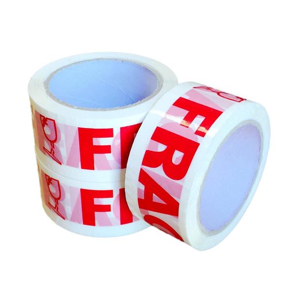 Fragile Tape Red on White 48mm X 75m